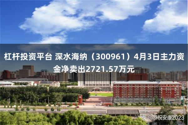 杠杆投资平台 深水海纳（300961）4月3日主力资金净卖出2721.57万元