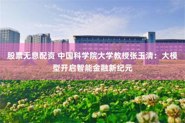 股票无息配资 中国科学院大学教授张玉清:大模型开启智能金融新纪元